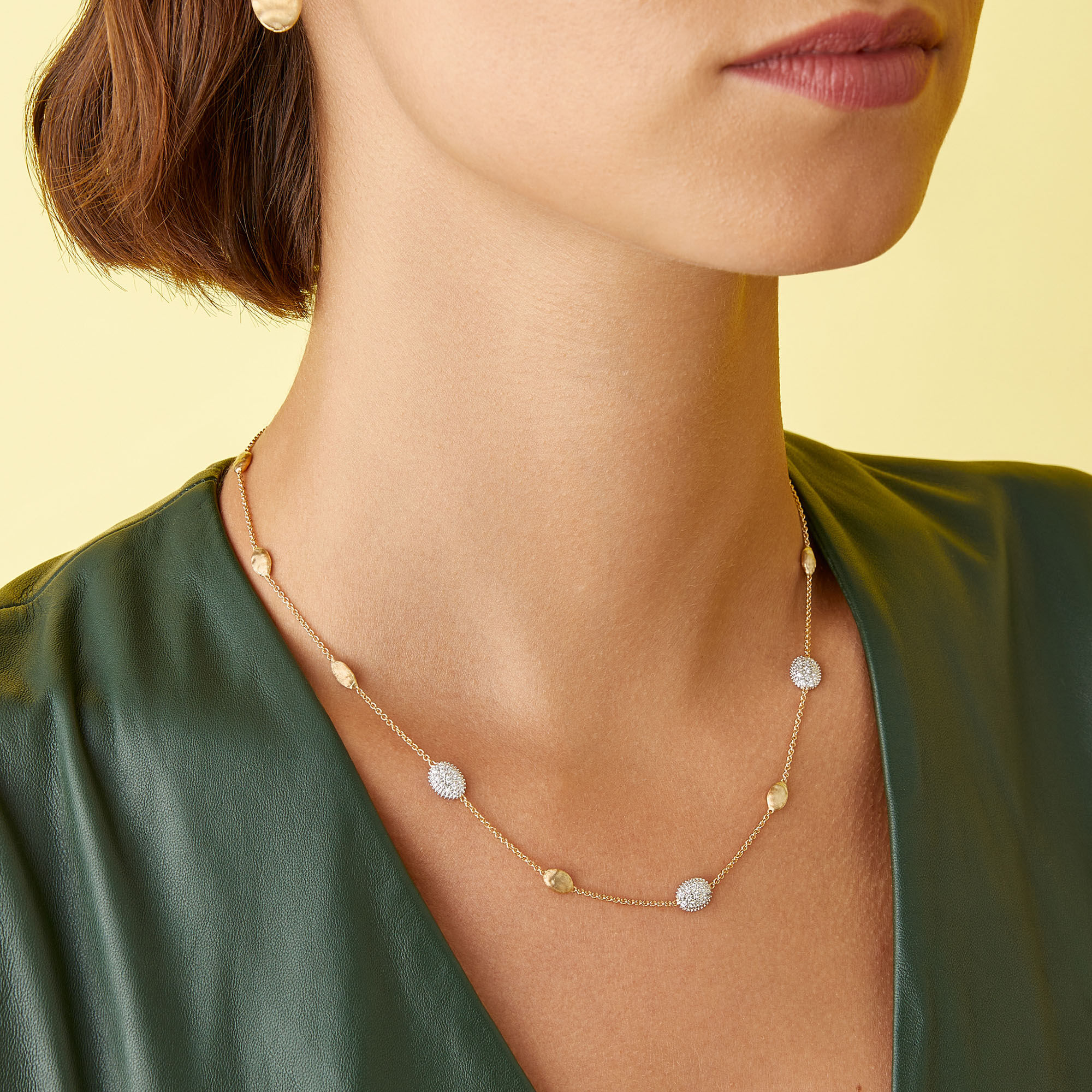 Marco Bicego Siviglia Yellow Gold and Diamond Pavé Necklace